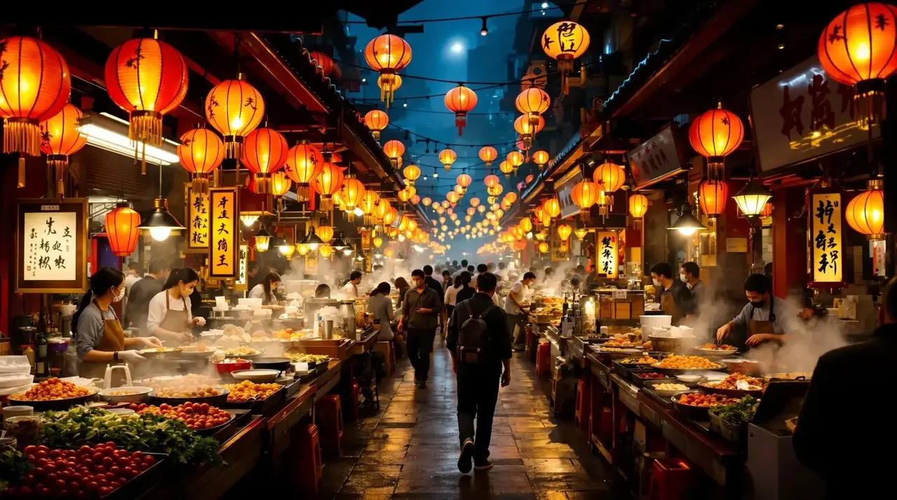 大香蕉视频夜市影视摊位场景